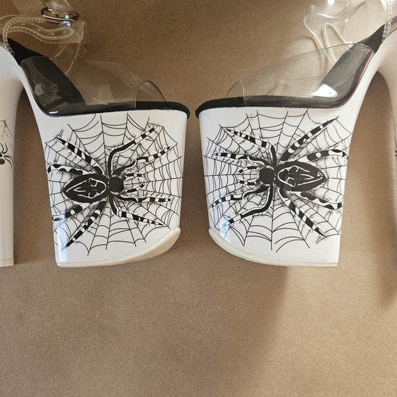 Pleaser Black and White Spider Web Heels - Picture 6 of 7